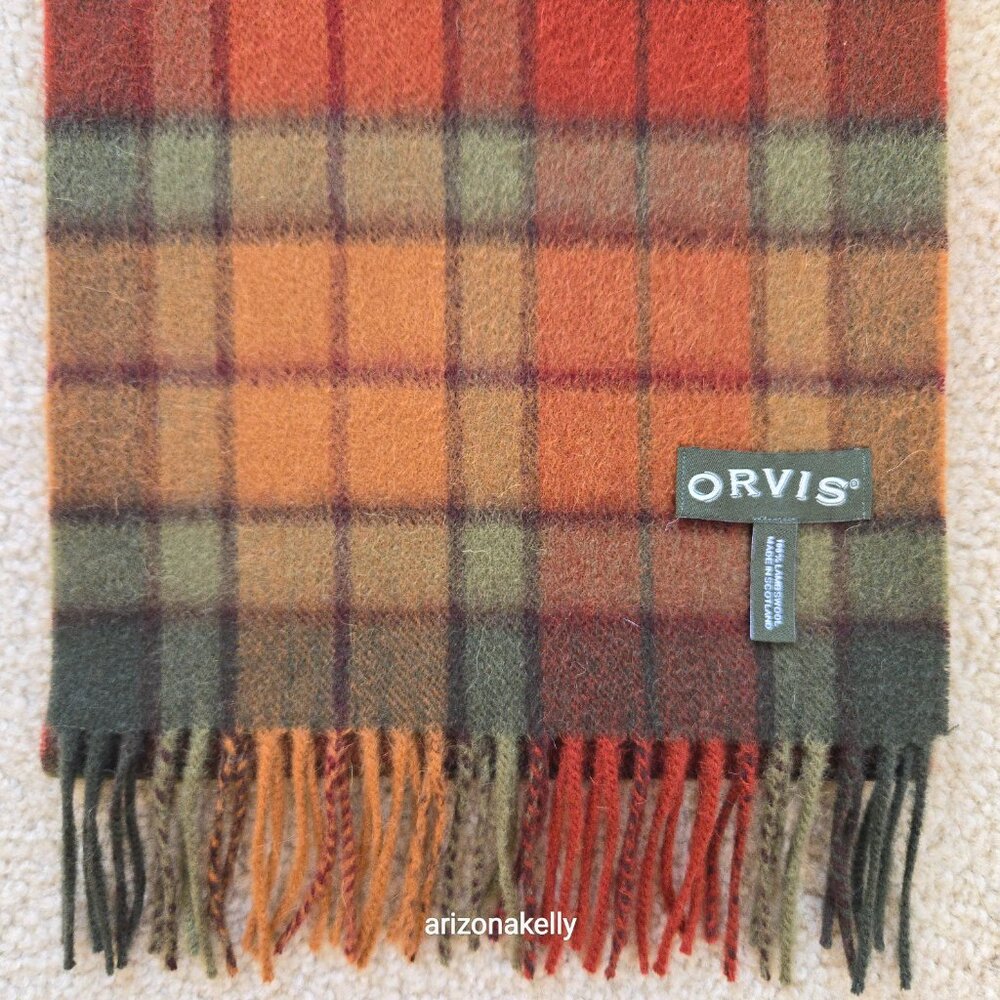 NWOT Orvis Lambswool Scarf in Autumn Plaid - Picture 2 of 8